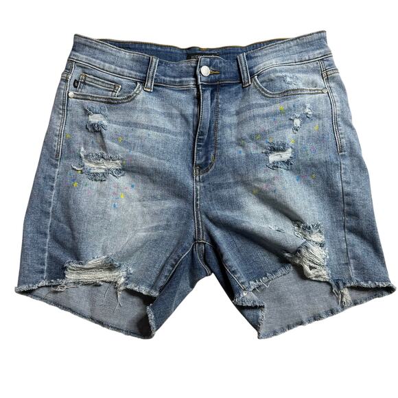Judy Blue Denim Short Women's IXL Paint Splatters Light Wash - Picture 6 of 7
